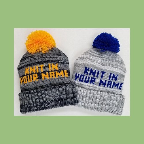Style 1980 Retro 2-Tone Deluxe Rib Cuff Heavyweight Acrylic Knit Hat Beanie Cap and Pom, each hat knits out a different unique pattern