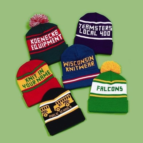 Style 5202 Smooth Cuff Heavyweight Acrylic Knit Hat Beanie Cap and Pom, custom knit beanie with your name knit in